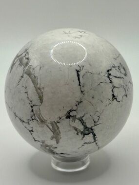 Howlite Crystal Sphere 3” White Veined Stone Marble Decor Ball